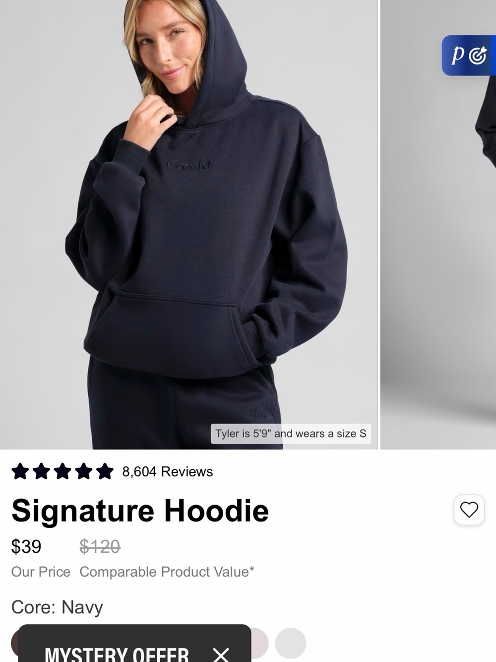 Comfrt Navy Blue Hoodie & Sweatpants size small Set - Picture 2 of 9
